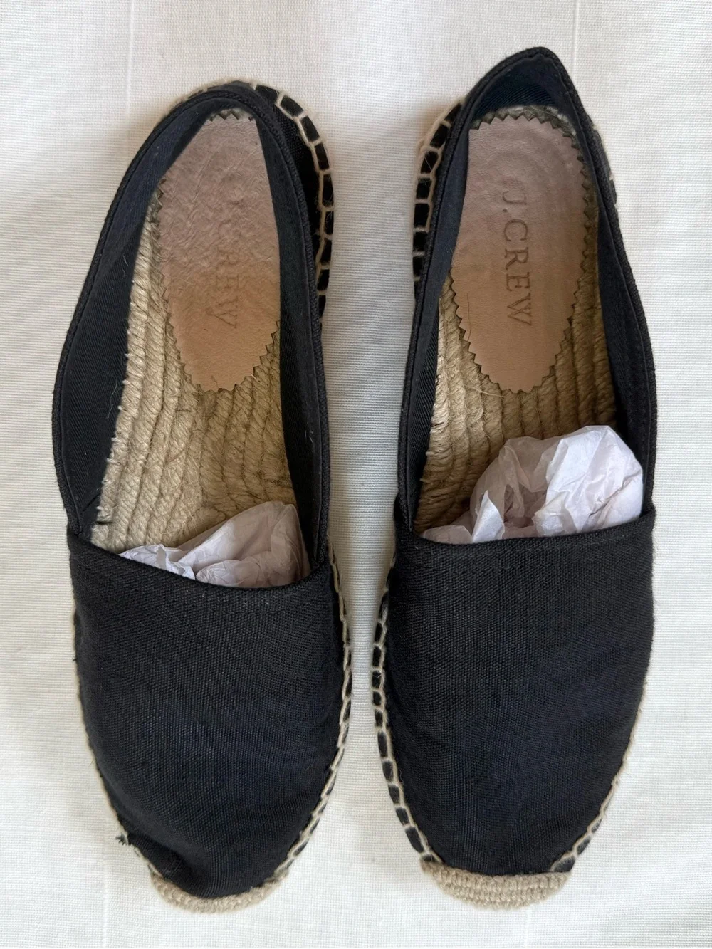 J.CREW Black Canvas Espadrille Flats | Women’s Size 6.5 Slip On Shoes